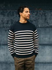 Men Wool Striped Jumper in Multi Stripe - Ledden