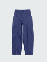 Women Organic Cotton Barrel Trouser in Navy - Croft