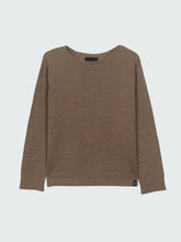 Women Organic Cotton Textured Knit Jumper in Brown - Travean