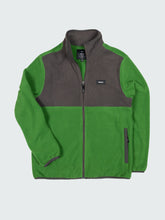 Men Recycled Zip Fleece in Black/Green - Axiom
