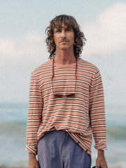 Men Organic Cotton T-Shirt in Clay Stripe - Channel