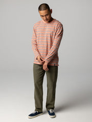 Men Organic Cotton T-Shirt in Clay Stripe - Channel