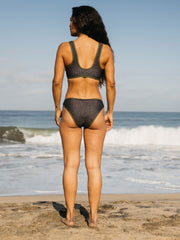 Women Recycled Bikini Pant in Brown Print - Ailla