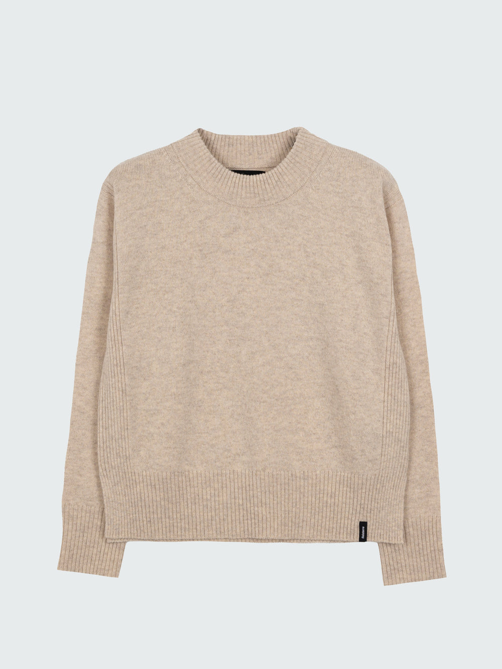 Women Wool Ribbed Knit Jumper in Oatmeal - Cavan