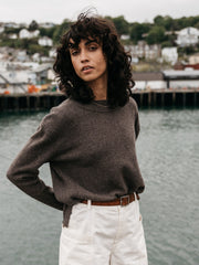 Women Wool Ribbed Knit Jumper in Brown - Cavan