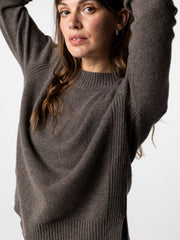 Women Wool Ribbed Knit Jumper in Brown - Cavan