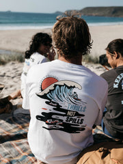 Men Organic Cotton T-Shirt in White - Thrills Not Spills