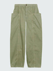 Women Organic Cotton Barrel Trouser in Bayleaf Green - Croft