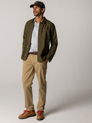 Men Organic Cotton Lined Jacket in Olive - Basset