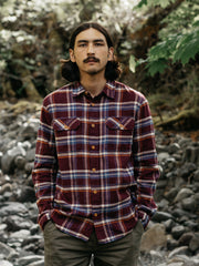 Men Check Shirt in Plum Check - Beardsmore