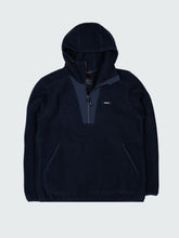 Men Recycled Fleece Hoodie in Navy - Bolster