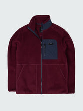 Men Recycled Fleece Jacket in Plum/Navy - Bolster