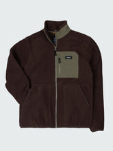 Men Recycled Fleece Jacket in Brown/Olive - Bolster