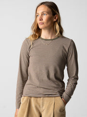 Women Eldon Long Sleeve T-Shirt in Plum/Ecru