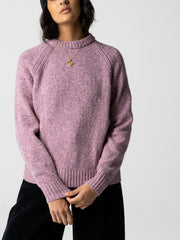 Women Merino Crew Knit Jumper in Purple - Farne