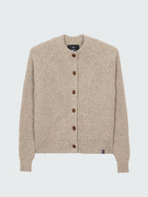 Women Wool Crew Neck Cardigan in Oatmeal - Mora