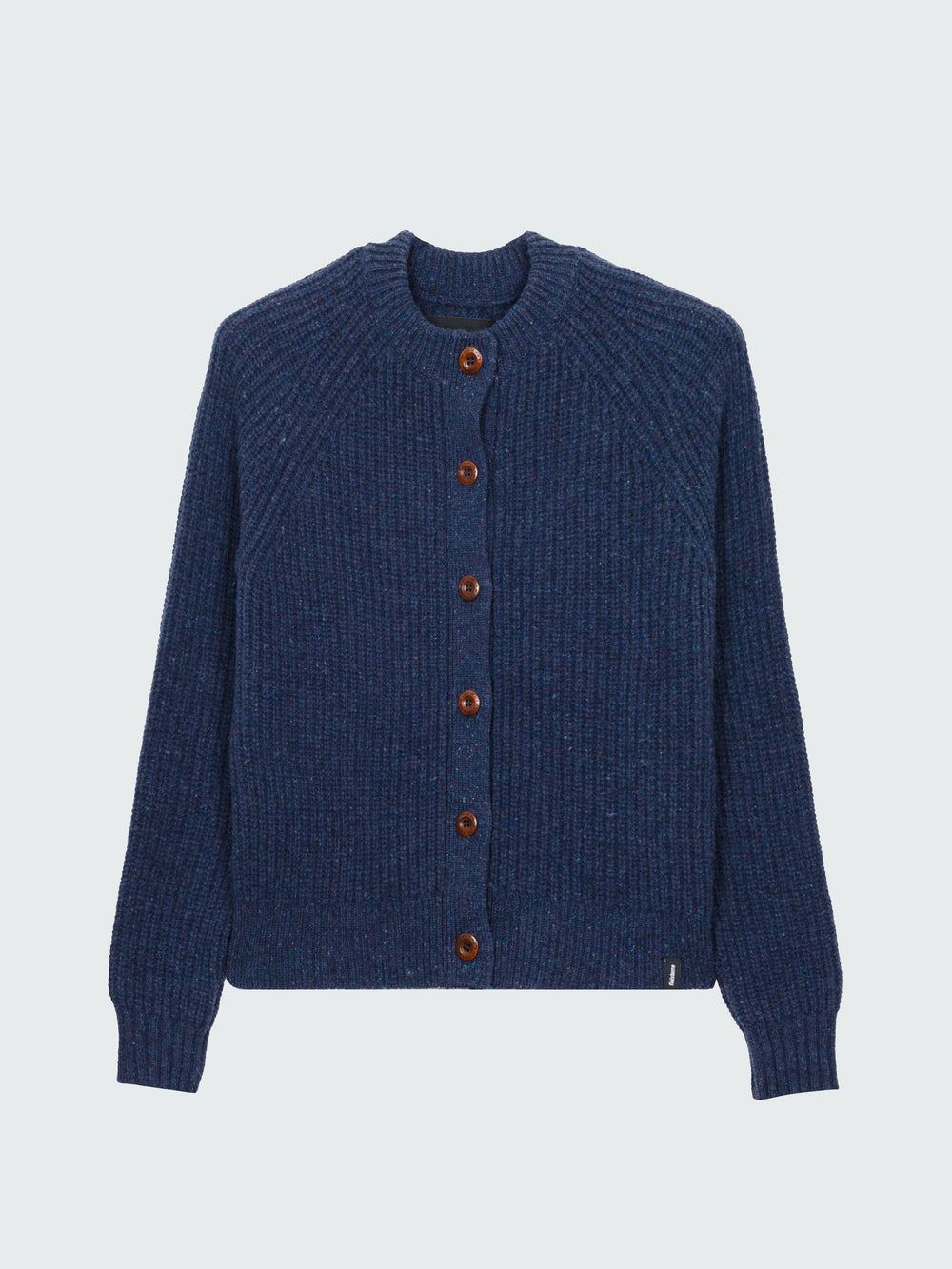 Women Wool Crew Neck Cardigan in Navy - Mora
