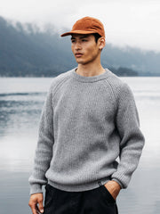 Men Wool Jumper in Grey Blue - Mora