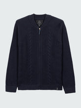 Men Wool Knit Cardigan in Navy - Polperro