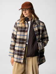 Women Wool Blend Blanket Jacket in Calico Multi - Stowe