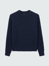 Women Fisherman Wool Knit Jumper in Navy - Mora