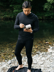 Men Eddy 2.0 Merino Wool Long Johns in Black/Olive