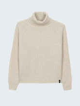 Women Fisherman Wool Roll Neck Jumper in Ecru - Mora