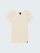 Women Organic White Ribbed T-Shirt - Powes