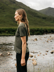 Women Merino T-Shirt Baselayer in Olive - Seeker