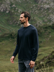 Men Merino Long Sleeve Baselayer in Navy - Seeker