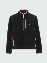 Women Recycled Wool 1/4 Zip Fleece in Raven Black - Hegen