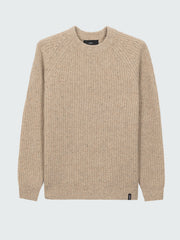 Men Wool Knit Jumper in Oatmeal - Mora