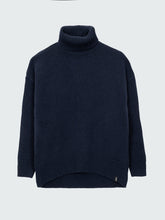 Women Roll Neck Knit Jumper in Navy - Eyre
