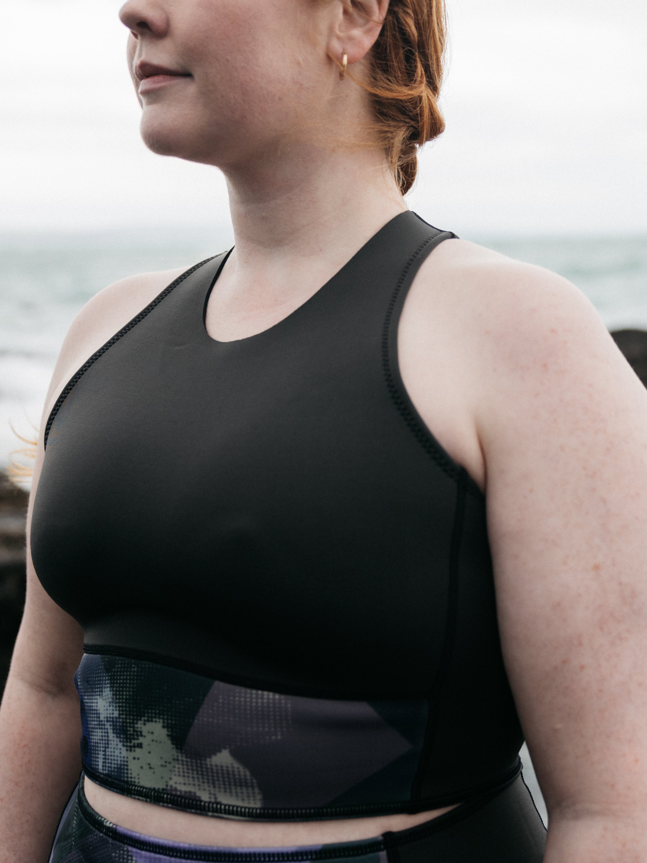Women Natural Rubber Bikini Top in Raven Lofi Print - Kaia