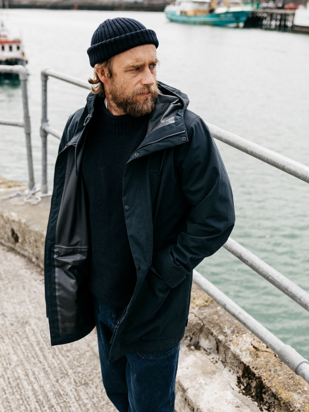 Men Organic Cotton Jacket in Navy - Litus
