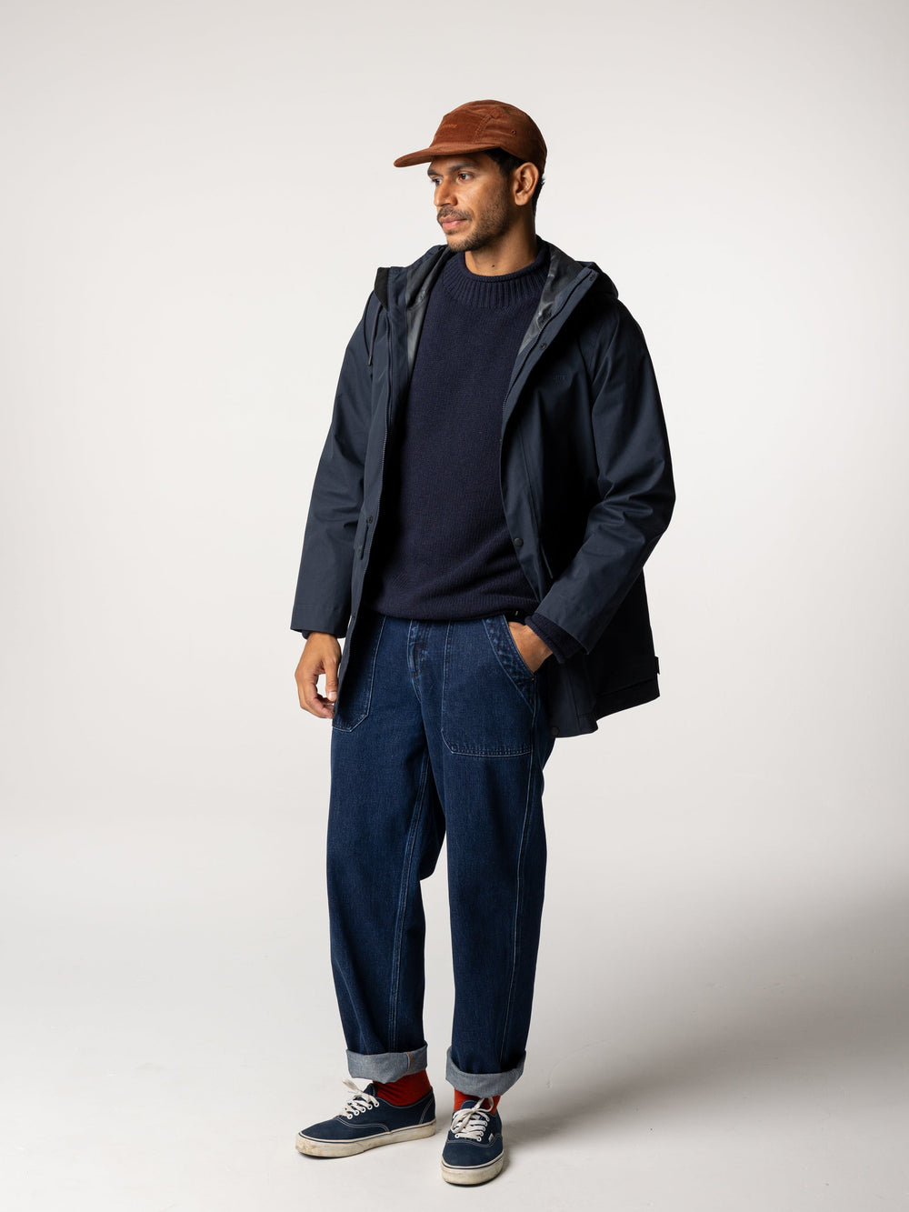 Men Organic Cotton Jacket in Navy - Litus