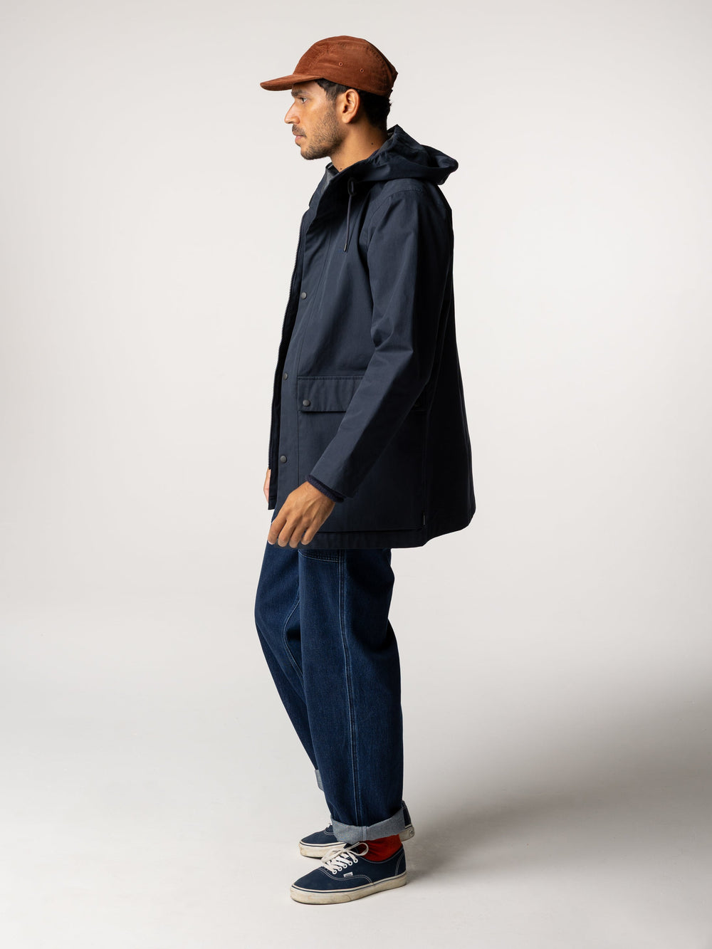 Men Organic Cotton Jacket in Navy - Litus