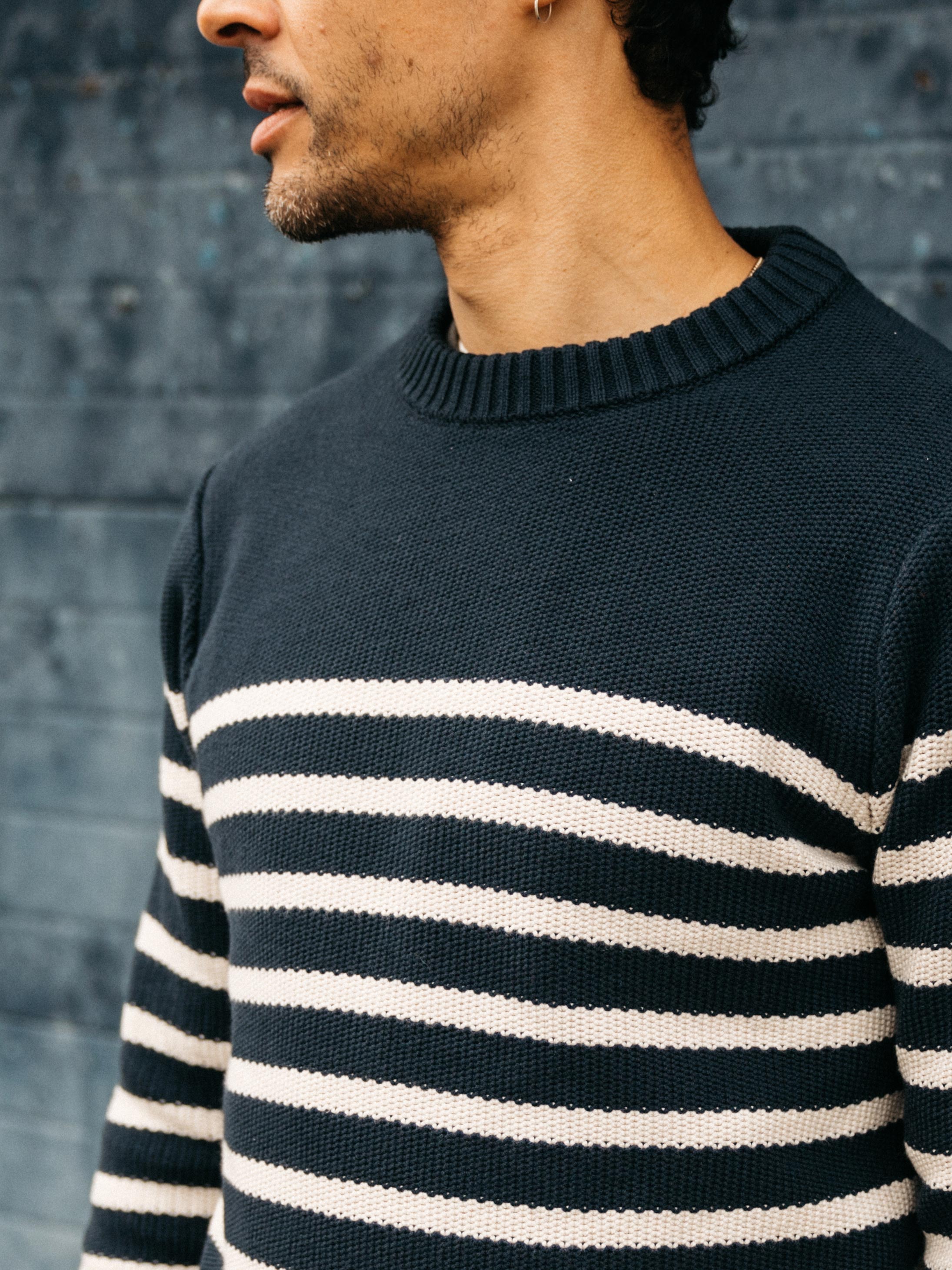 Men Wool Striped Jumper in Multi Stripe - Ledden