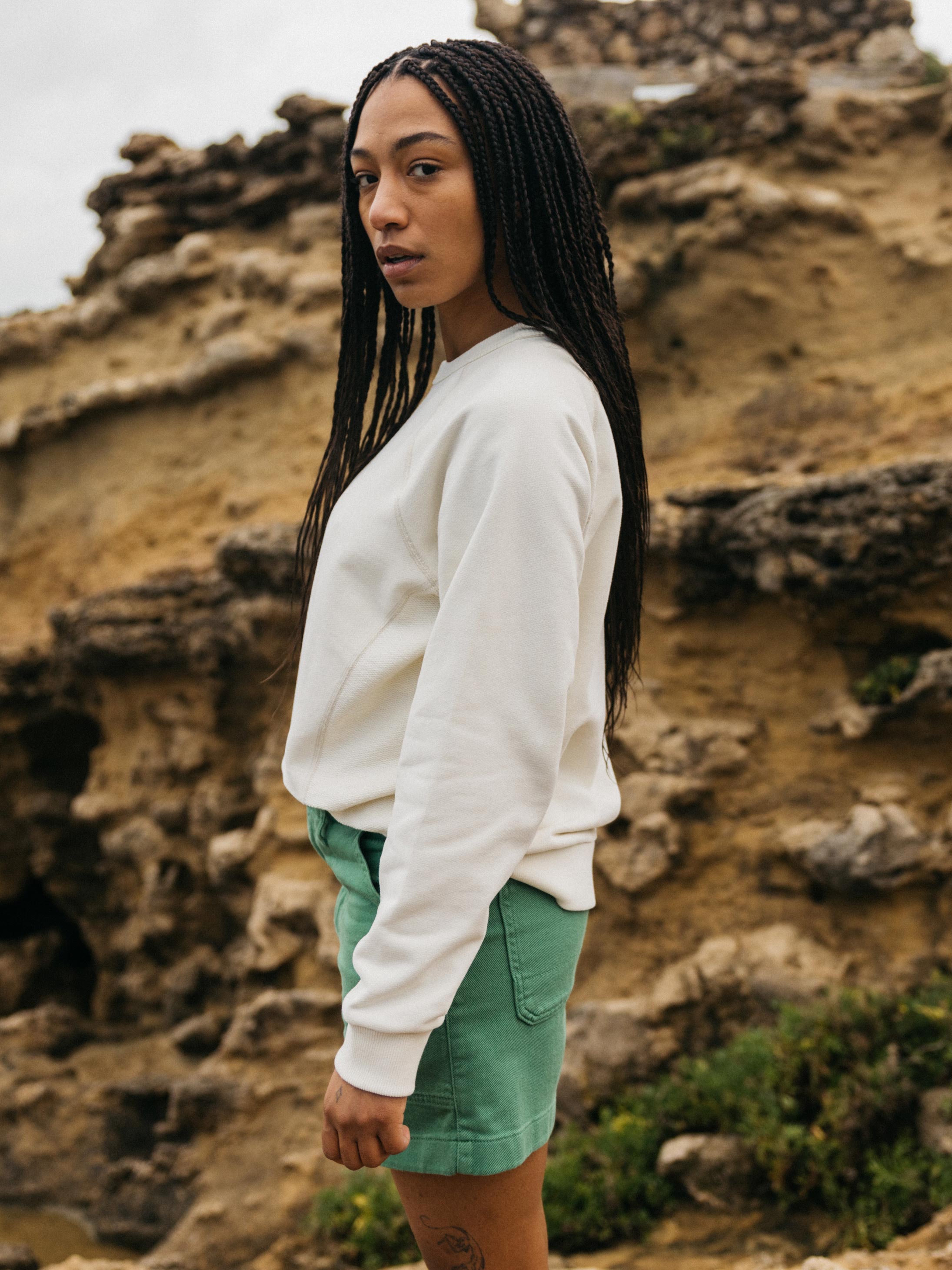 Women Organic Retro Sweatshirt in Ecru - Serpentine