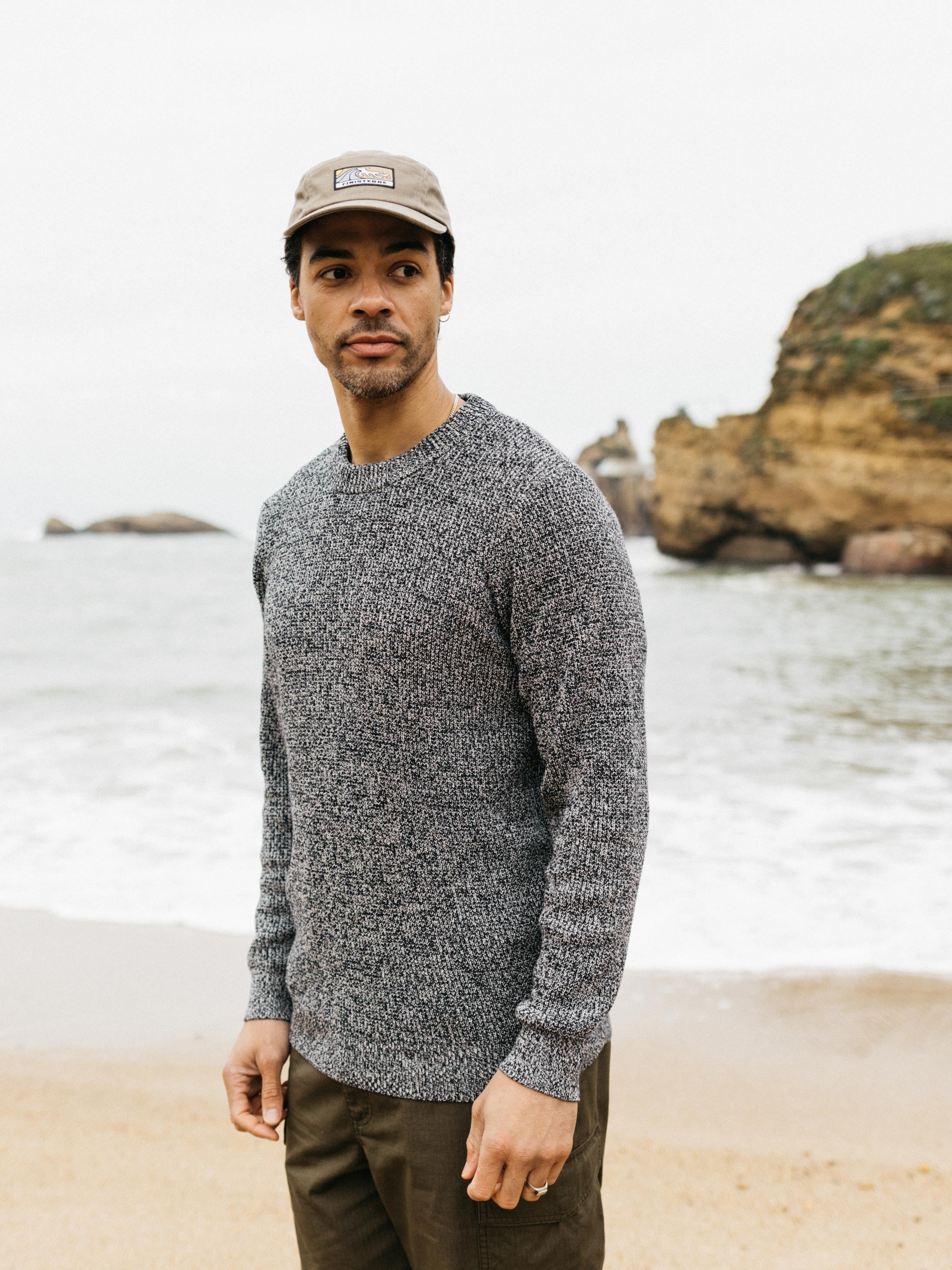 Men Organic Waffle Knit Navy Jumper - Trippet