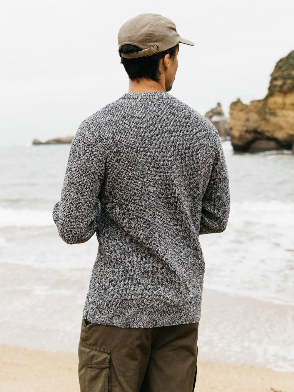 Men Organic Waffle Knit Navy Jumper - Trippet