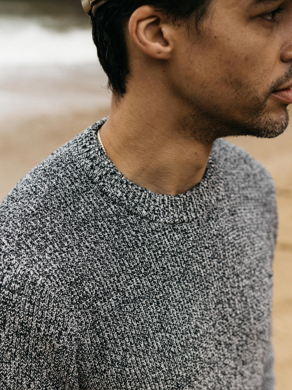 Men Organic Waffle Knit Navy Jumper - Trippet
