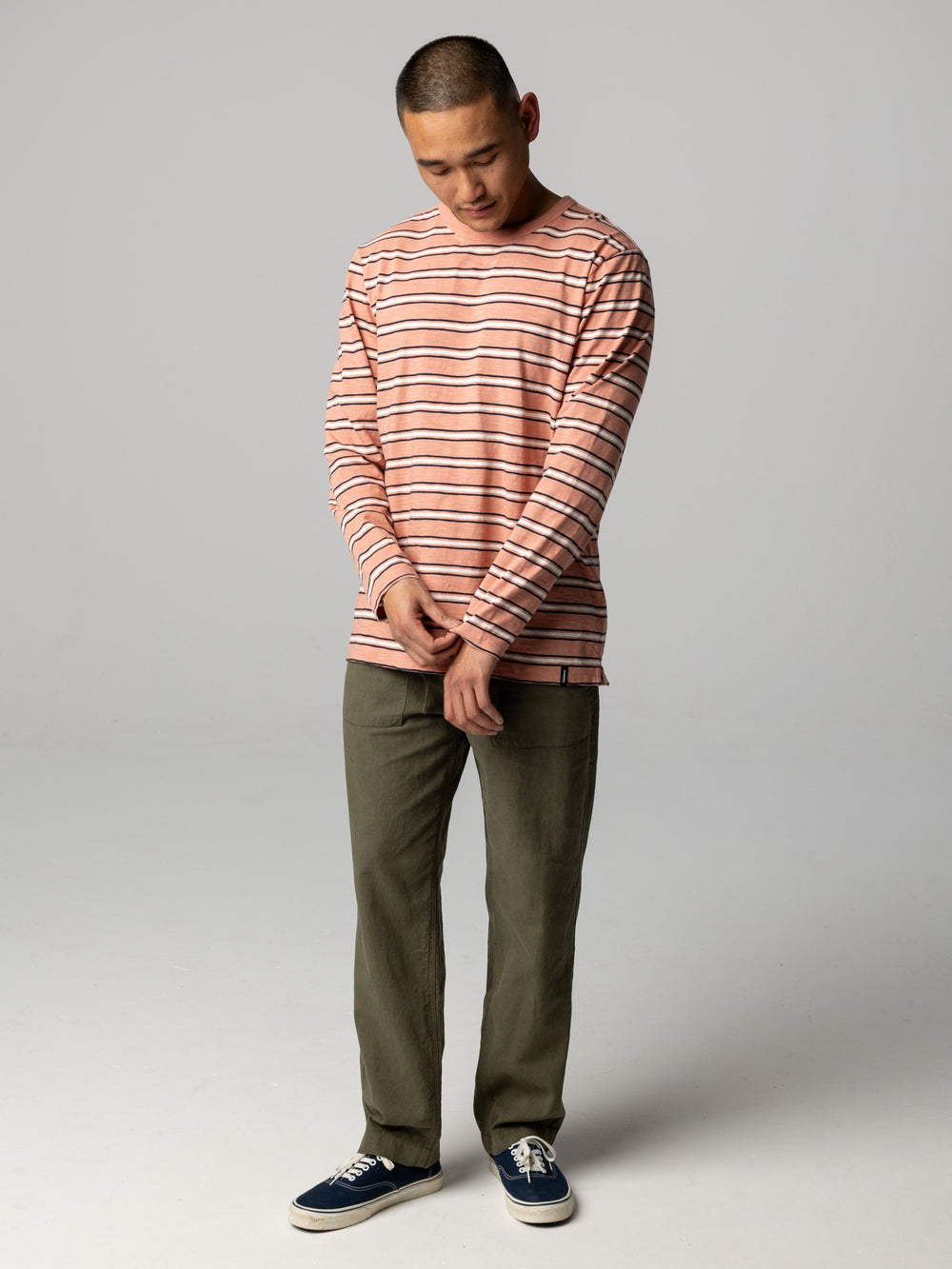 Men Organic Cotton T-Shirt in Clay Stripe - Channel
