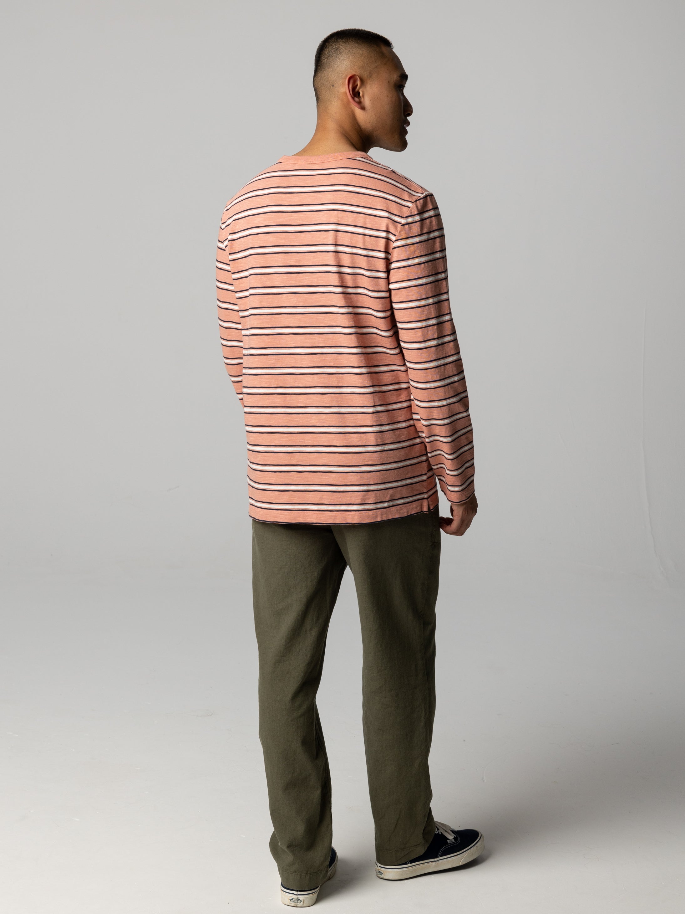 Men Organic Cotton T-Shirt in Clay Stripe - Channel
