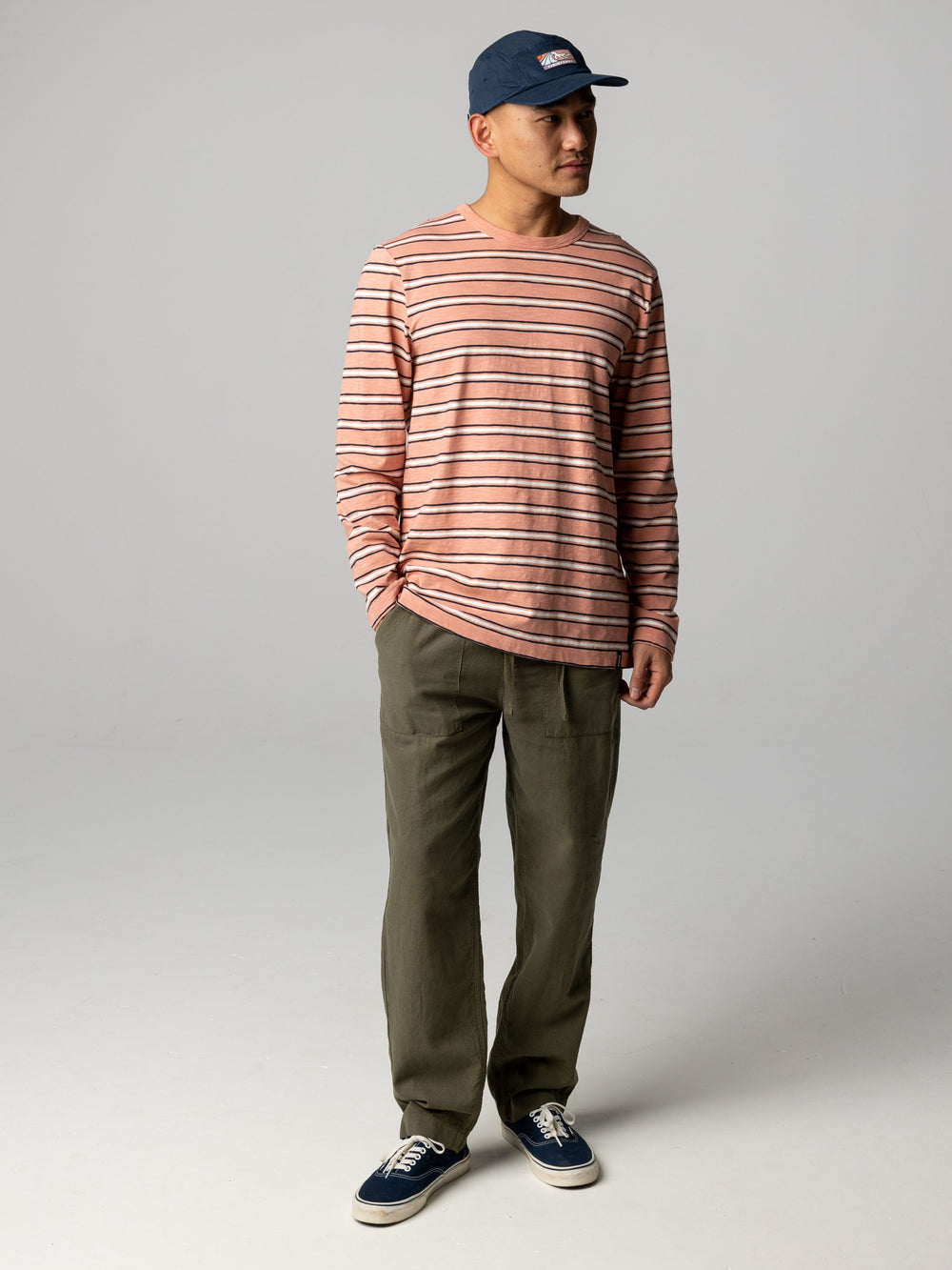 Men Organic Cotton T-Shirt in Clay Stripe - Channel