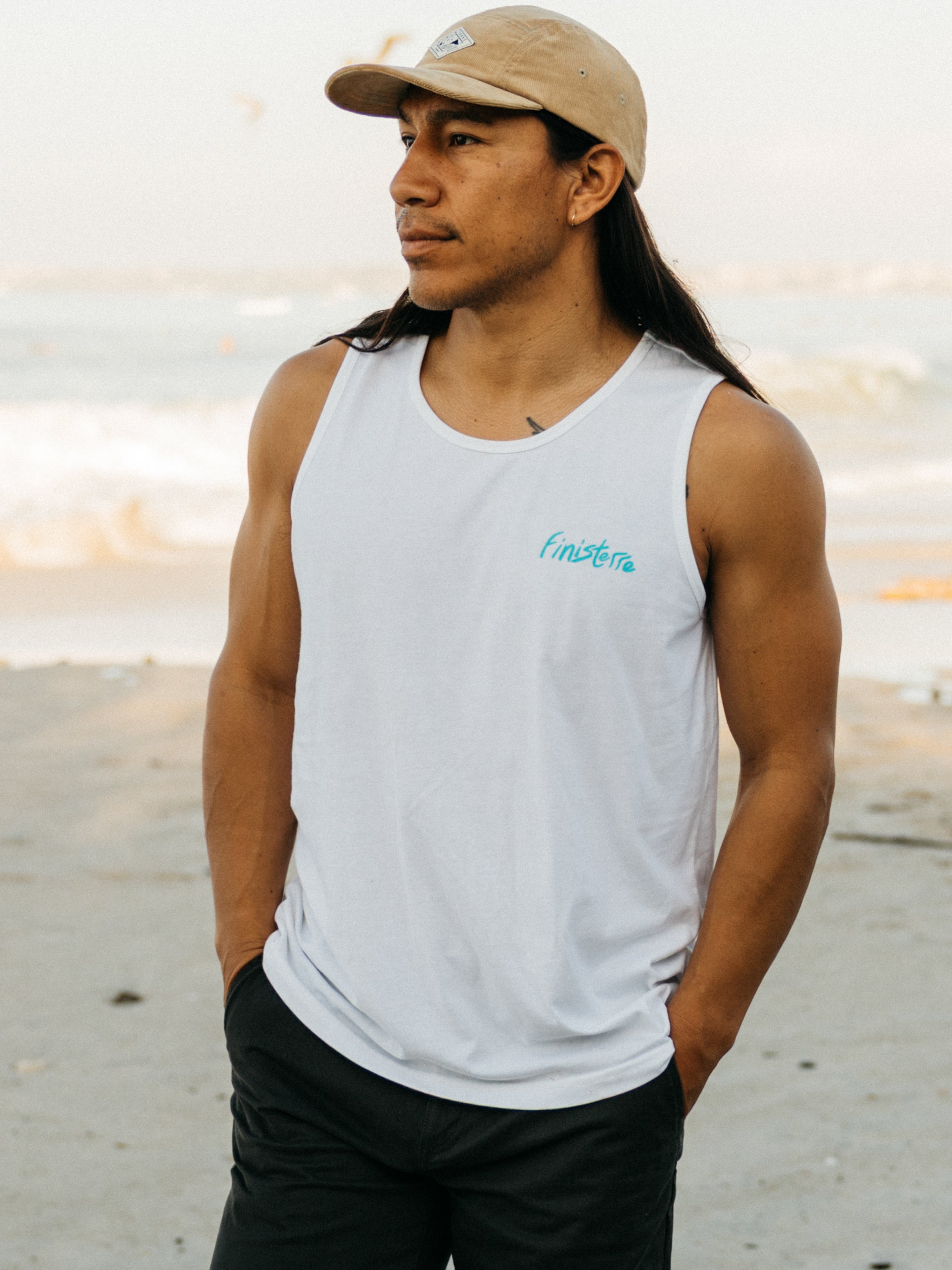 Men Organic Cotton Vest in White - Howl
