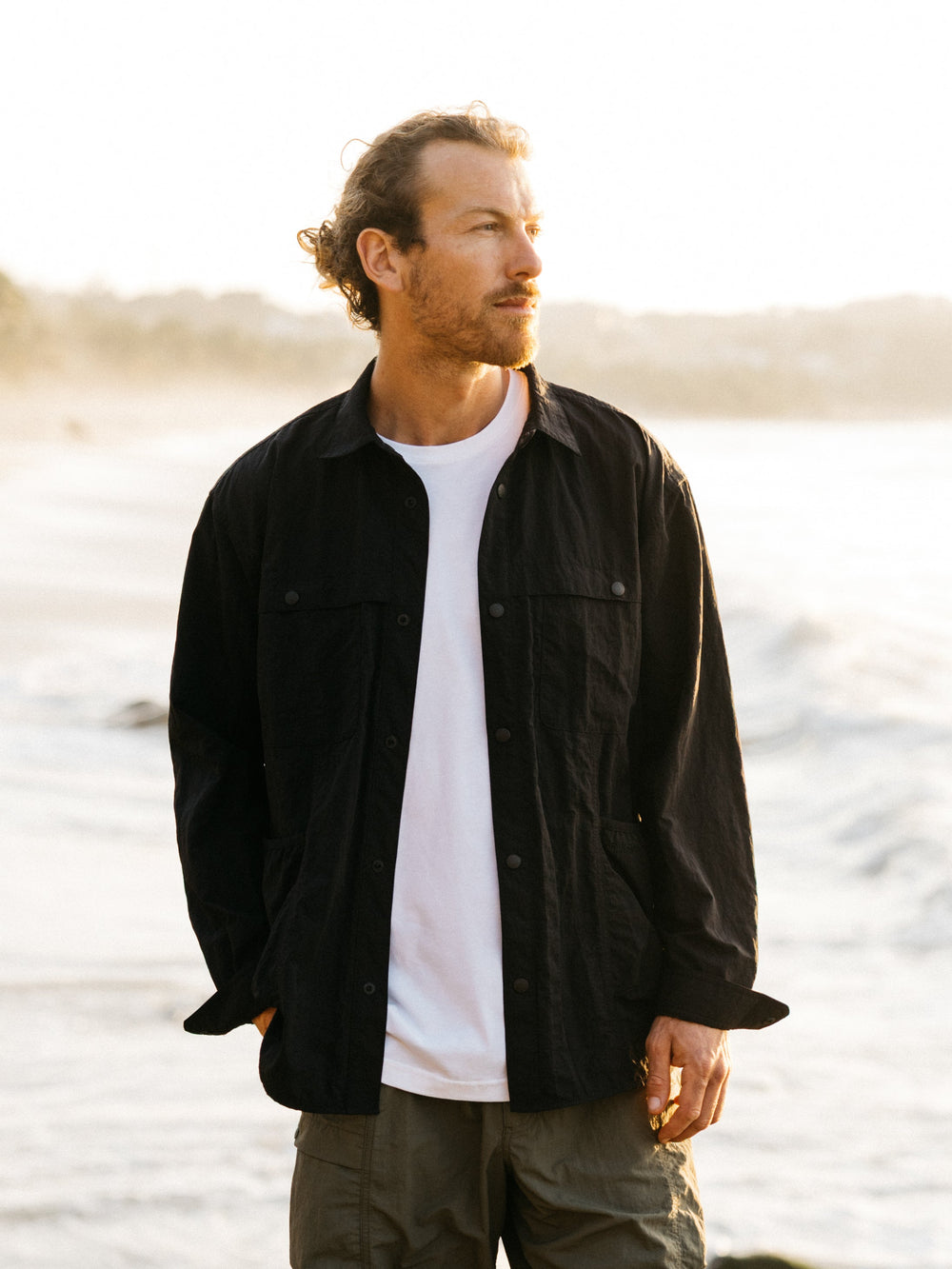 Men Recycled Long Sleeve Shirt in Black - Wander