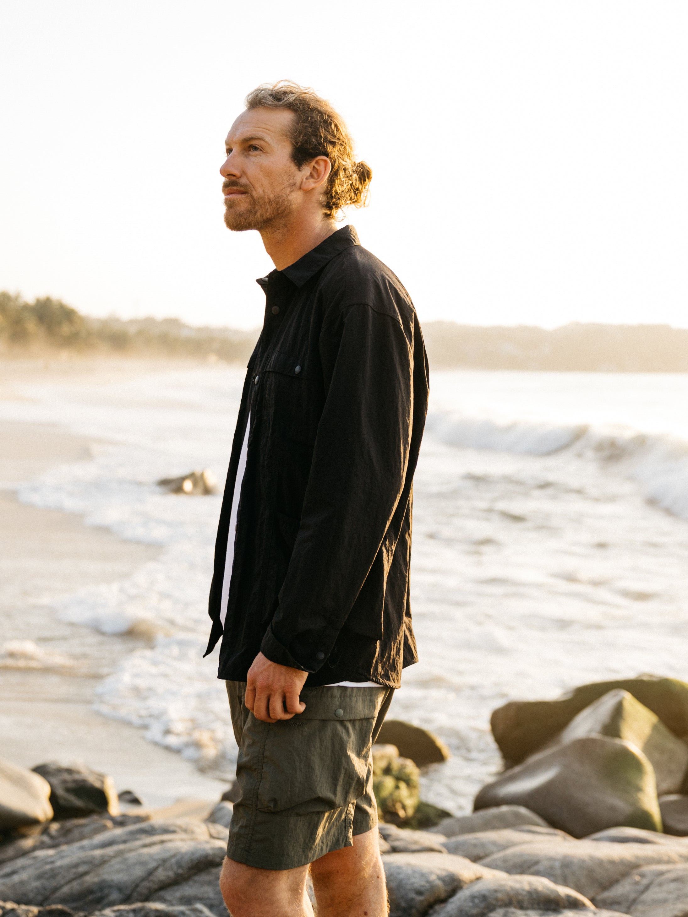 Men Recycled Long Sleeve Shirt in Black - Wander