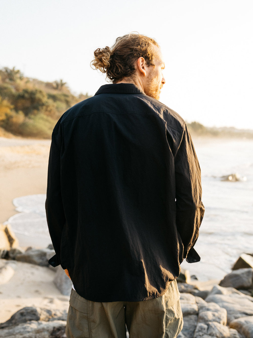 Men Recycled Long Sleeve Shirt in Black - Wander