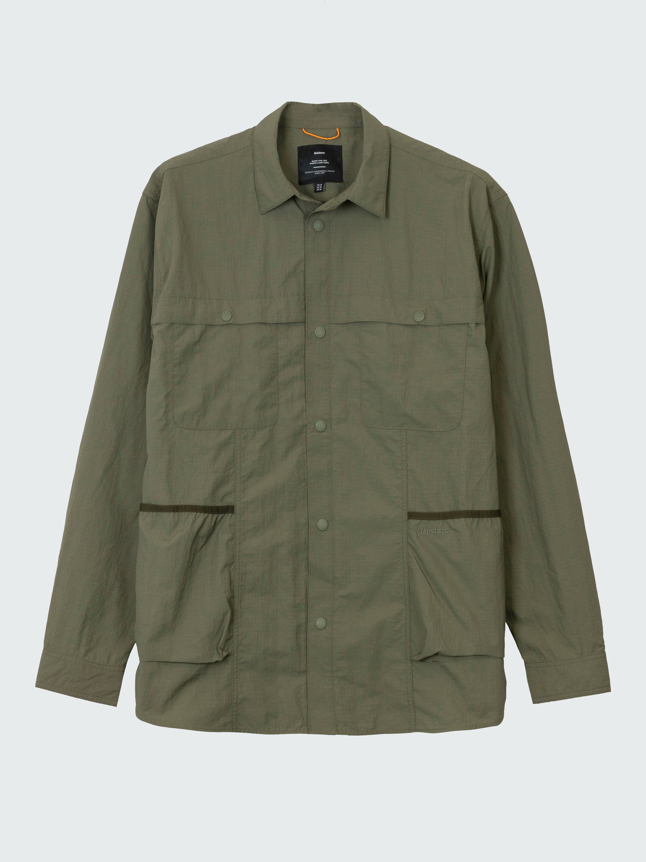 Men Recycled Long Sleeve Shirt in Olive - Wander